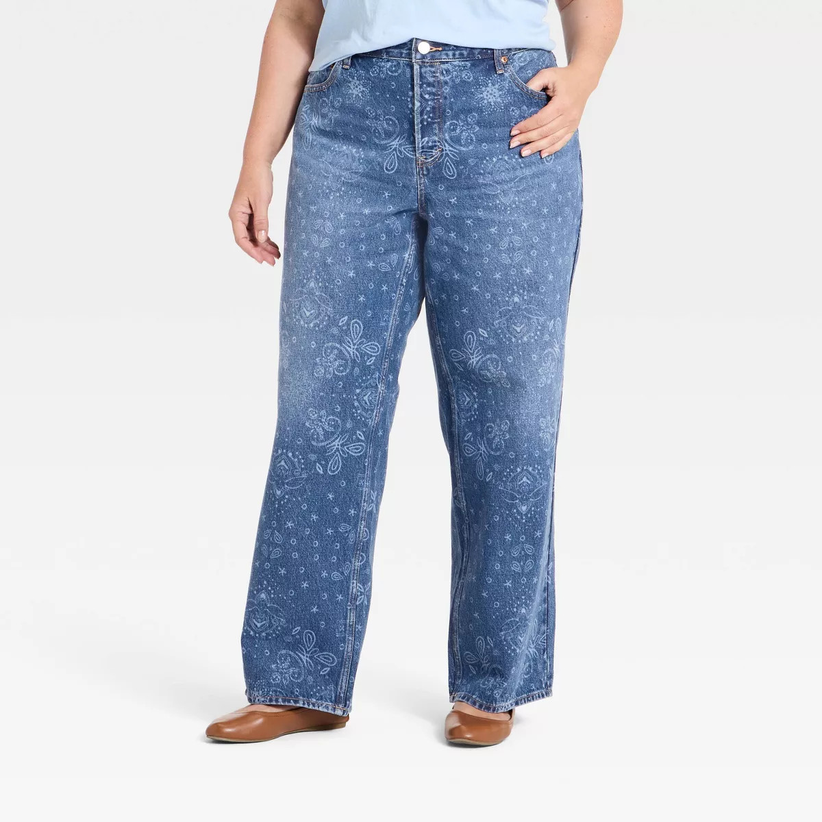 Women's Low-Rise Bandana Baggy Jeans - Universal Thread™ Medium Wash 18 | Target