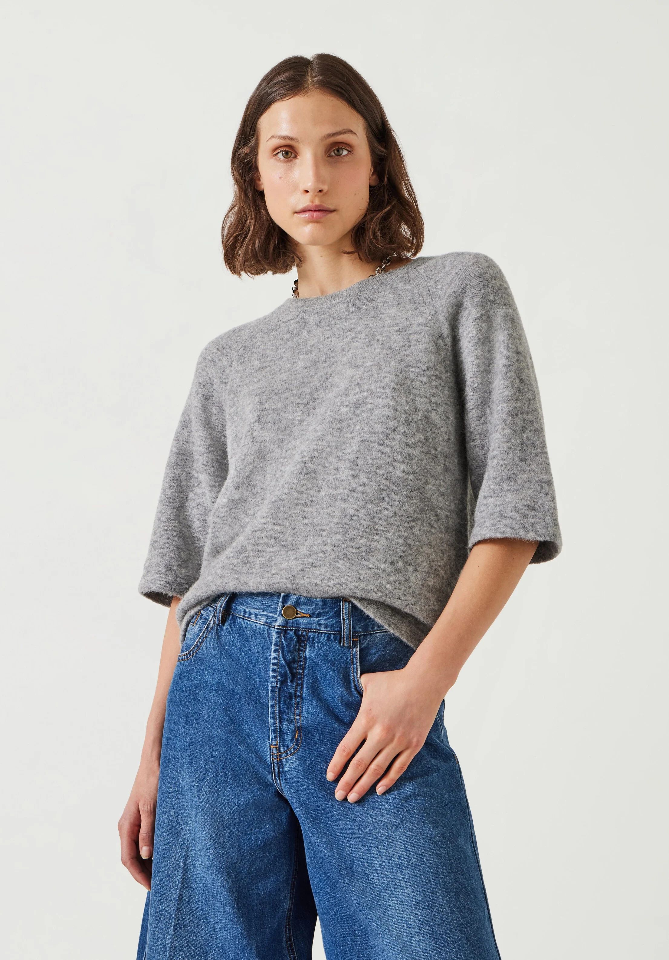 Lucia Knitted Crew Neck T Shirt | Hush UK