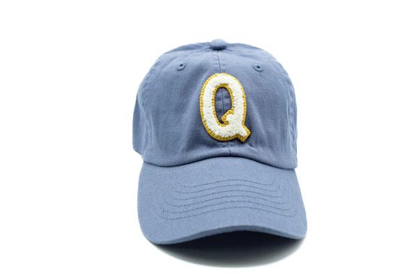 Dusty Blue Hat + Gold & White Terry Letter | Rey to Z