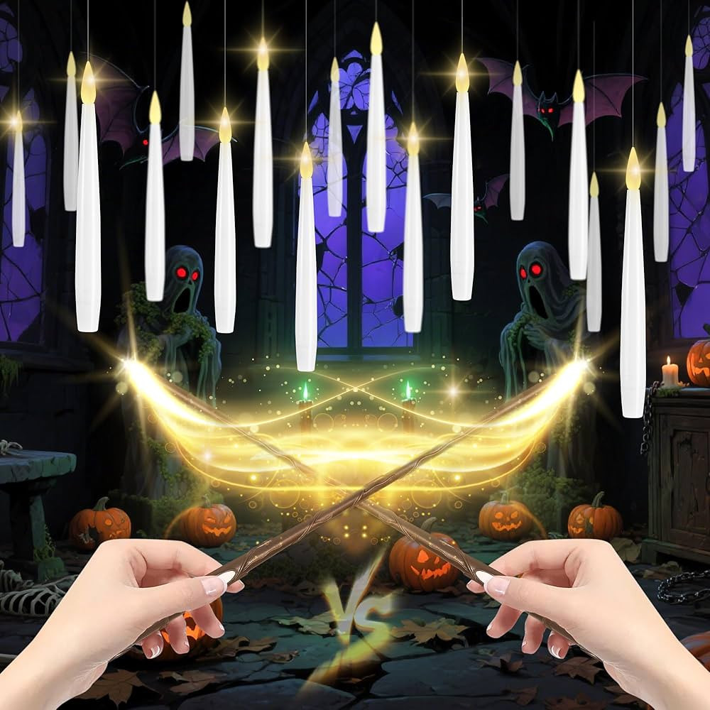 Floating Candles with Wand, 20 Pack Halloween Battery Operated LED Hanging Candles Electric Float... | Amazon (US)