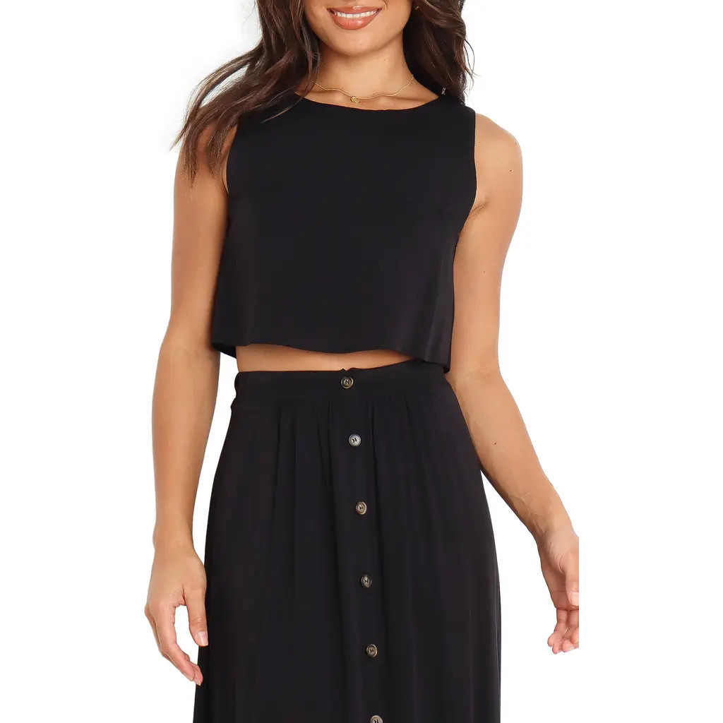 Petal & Pup Sutton Sleeveless Crop Top in Black at Nordstrom, Size 6 | Nordstrom