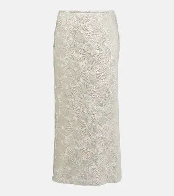 Floral silk-blend cloque midi skirt | Mytheresa (US/CA)
