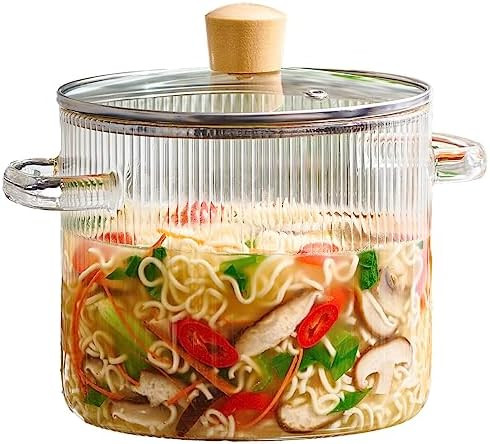 Le'raze Glass Cooking Pot with Lid - 2L(68oz) Heat Resistant Borosilicate Glass Cookware Stovetop... | Amazon (US)