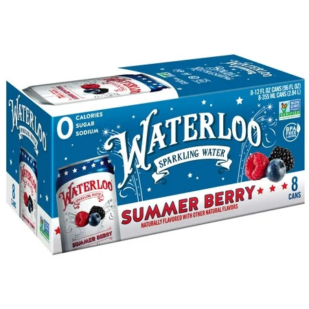 Waterloo Sparkling Water, Summer Berry, 12 fl oz, 8 pack cans | Walmart (US)