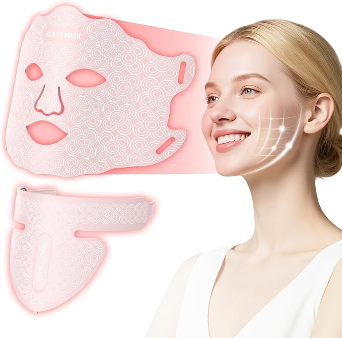 Fiogeo LED light therapy mask, Red Light Therapy for Face & Neck, 7 Colors Led Face and Neck Mask... | Amazon (US)