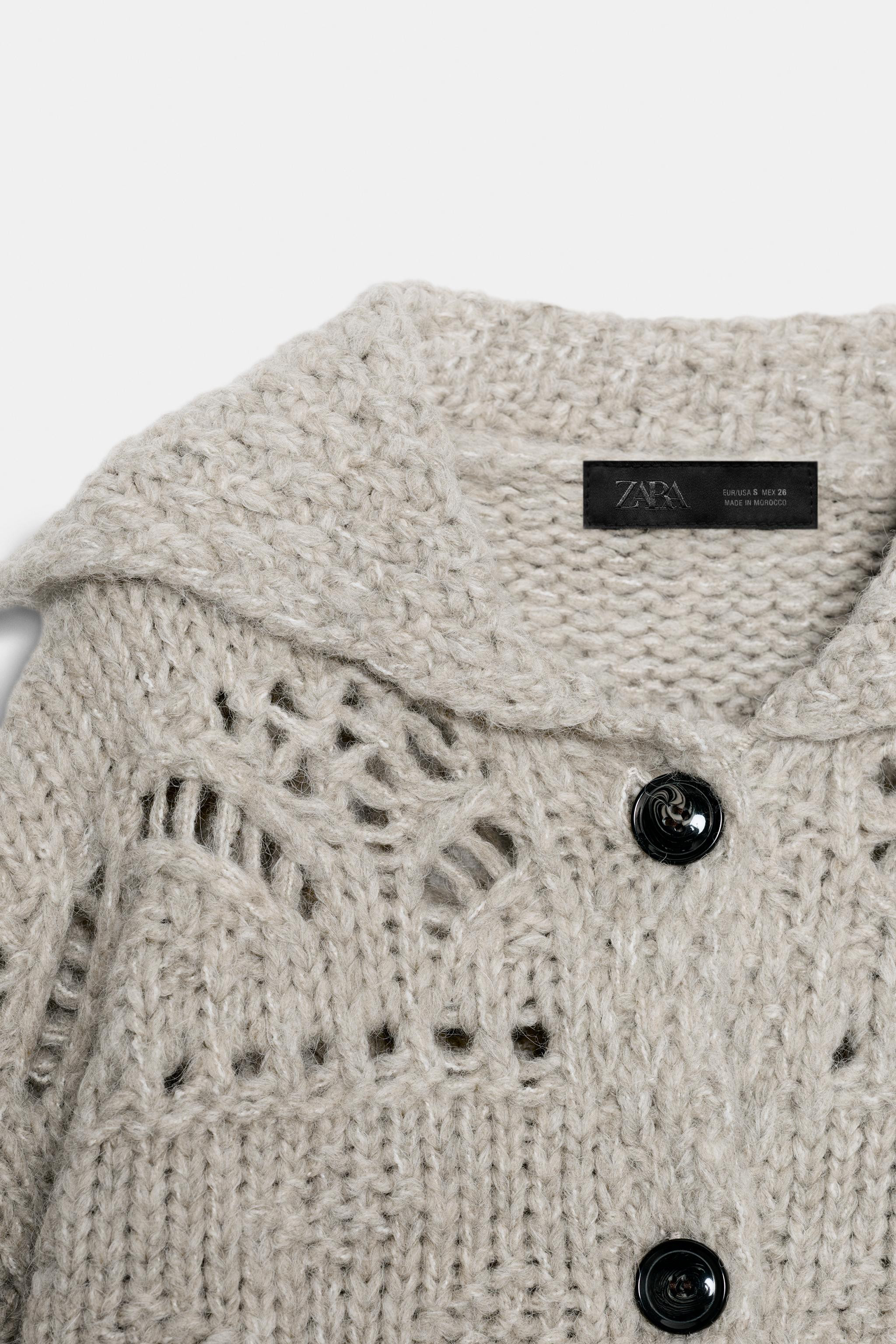 POINTELLE CHUNKY KNIT CARDIGAN | Zara US