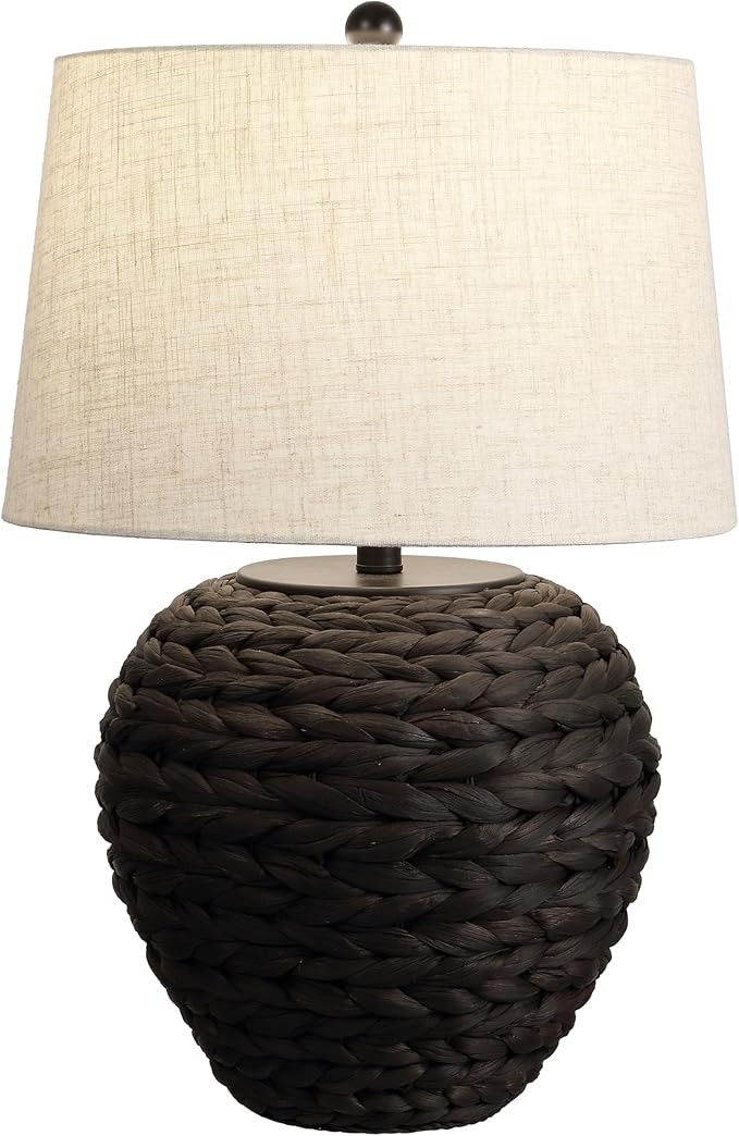 JONATHAN Y 24.5" Black Water Hyacinth Farmhouse Basket Table Lamp, Coastal Decor for Living Room ... | Amazon (US)