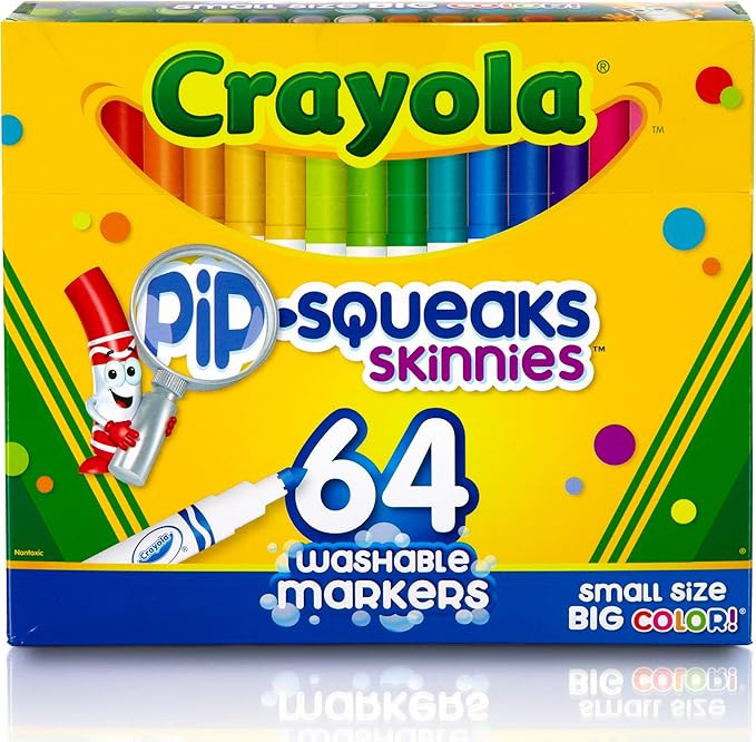 Crayola Pip-Squeaks Skinnies Washable Markers, 64 count, Great for Home or School, Perfect Art To... | Amazon (US)