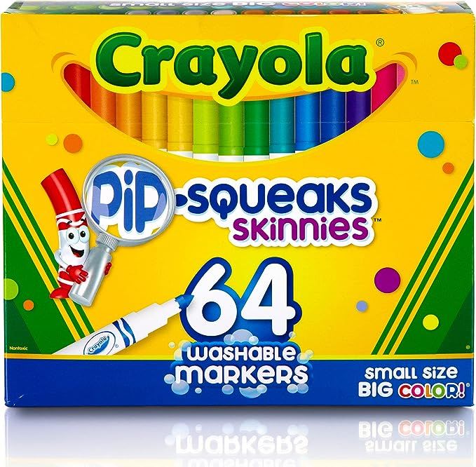 Crayola Pip-Squeaks Skinnies Washable Markers, 64 count, Great for Home or School, Perfect Art To... | Amazon (US)