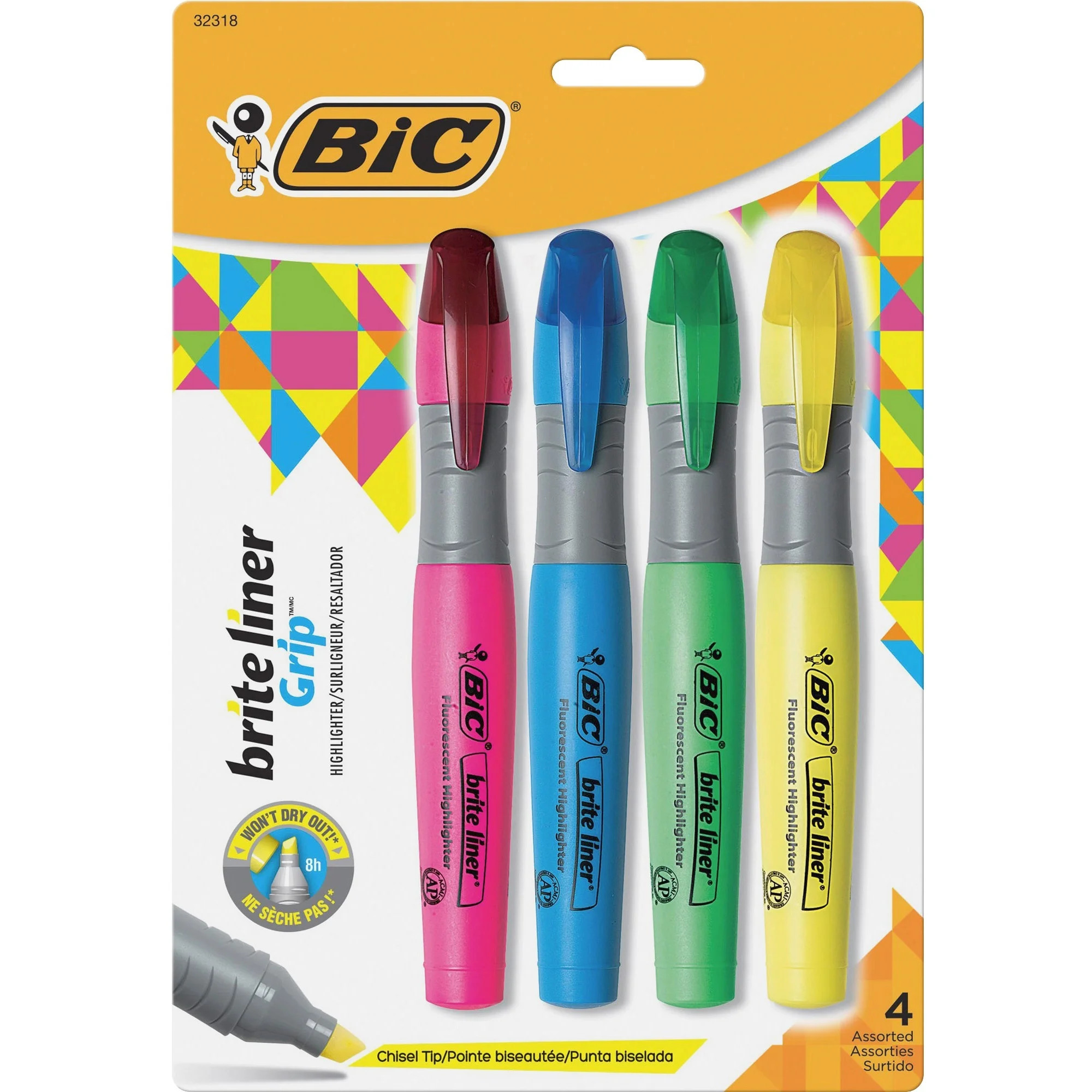 BIC Brita Liner XL Tank Highlighter Chisel Tip, Assorted Colors, 4 Count Highlighters - Walmart.c... | Walmart (US)