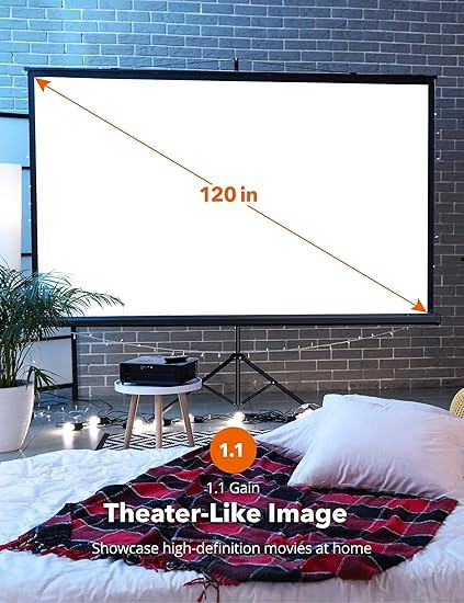 TaoTronics Projector Screen with Stand, 120 inch Projector Screen 4K HD with Wrinkle-Free Design,... | Amazon (US)