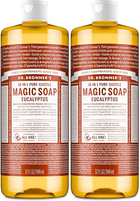 Dr. Bronner's Magic Soap - Pure-Castile Liquid Soap (Eucalyptus, 32 ounce, 2-Pack) -Regenerative ... | Amazon (US)