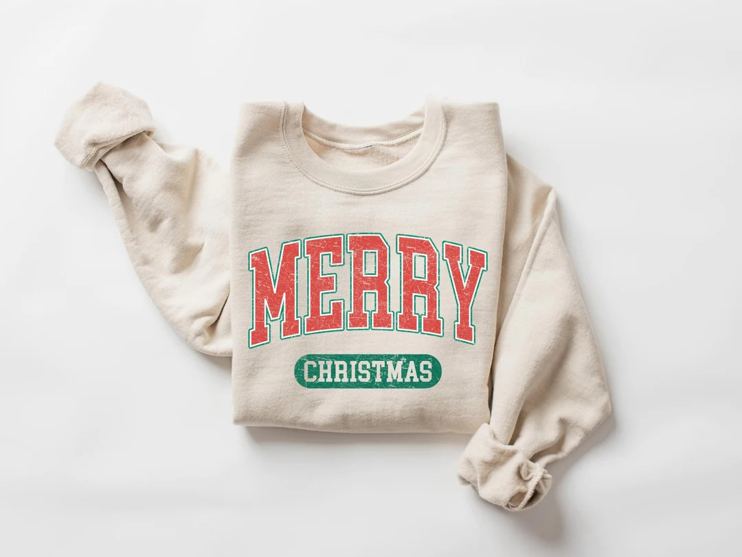 Retro Merry Christmas Sweatshirt, Merry Christmas Family Shirt, Womens Christmas Sweatshirt, Holi... | Etsy (US)