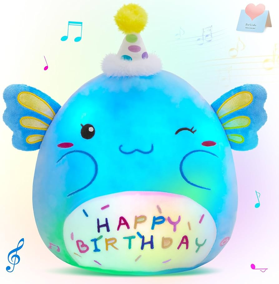 Light up Musical Happy Birthday Axolotl Plush Pillow,LED Stuffed Animals,Blue Axolotl Glowing Plu... | Amazon (US)