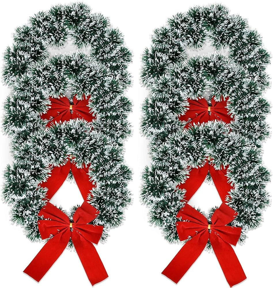 6 Christmas Wreath 9.5" with Red Velvet Bow Tinsel Wreaths Crafts for Door Kitchen Decor Pine Ind... | Amazon (US)