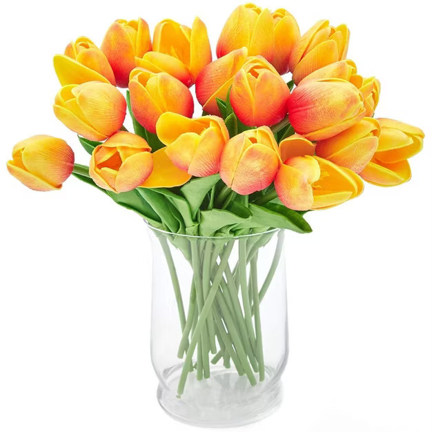Juvale 20 Pack Orange Artificial Flowers Fake Tulip with Stems for Home Décor | Target