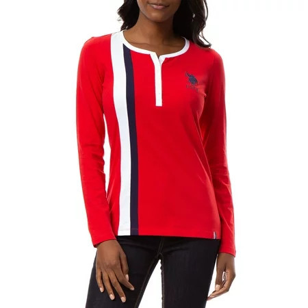 US Polo Assn. Women s Long sleeve Henley Jersey Tee | Walmart (US)
