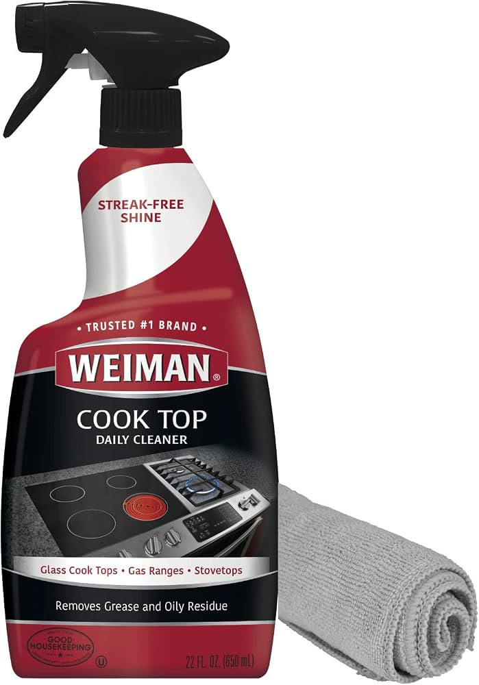 Weiman Daily Cooktop Cleaner with Microfiber Cloth Included for Glass Ceramic and Induction Cook ... | Amazon (US)