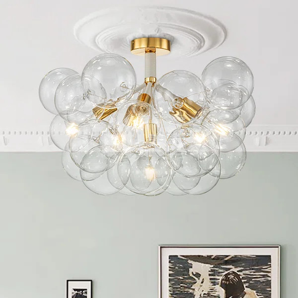 Meyana Contemporary 6 - Light Glass Bubble Semi Flush Mount | Wayfair North America