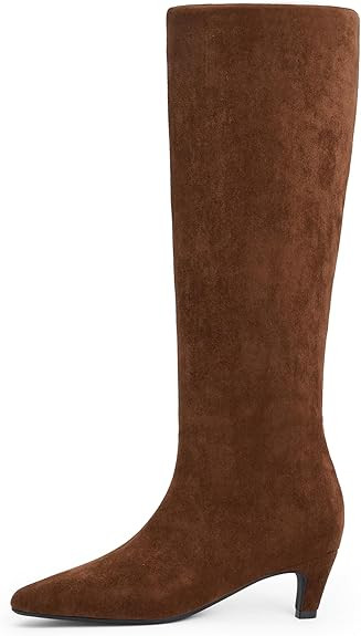 Modatope Knee High Boots Women Square Toe Kitten Heel Tall Boots Womens Fashion Long Boots | Amazon (US)