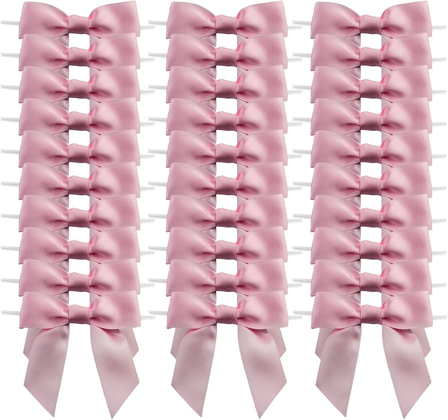 7Rainbows 30pcs Boutique 2.5" Pink Satin Ribbon Twist Tie Bows for Tying Up Packages Gift Wrappin... | Amazon (US)