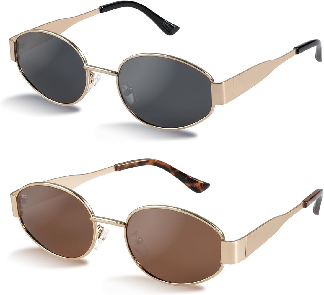 livho Oval Trendy Polarized Sunglasses Women Men, Retro Sun Glasses for Women Men 2024, Vintage C... | Amazon (US)