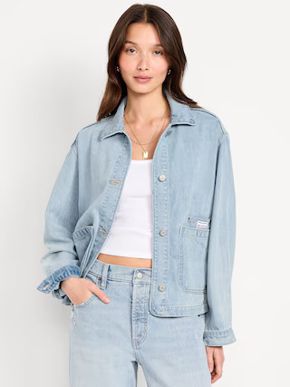 Cropped Denim Chore Jacket | Old Navy (US)