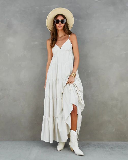 Suzzy Tiered Pocketed Maxi Dress - Ecru | VICI Collection