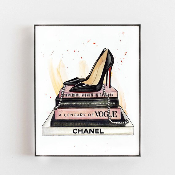 Fashion Wall Art, Fashion books, Shoes Print, Fashion illustration, Fashion watercolor, Gift for ... | Etsy (US)