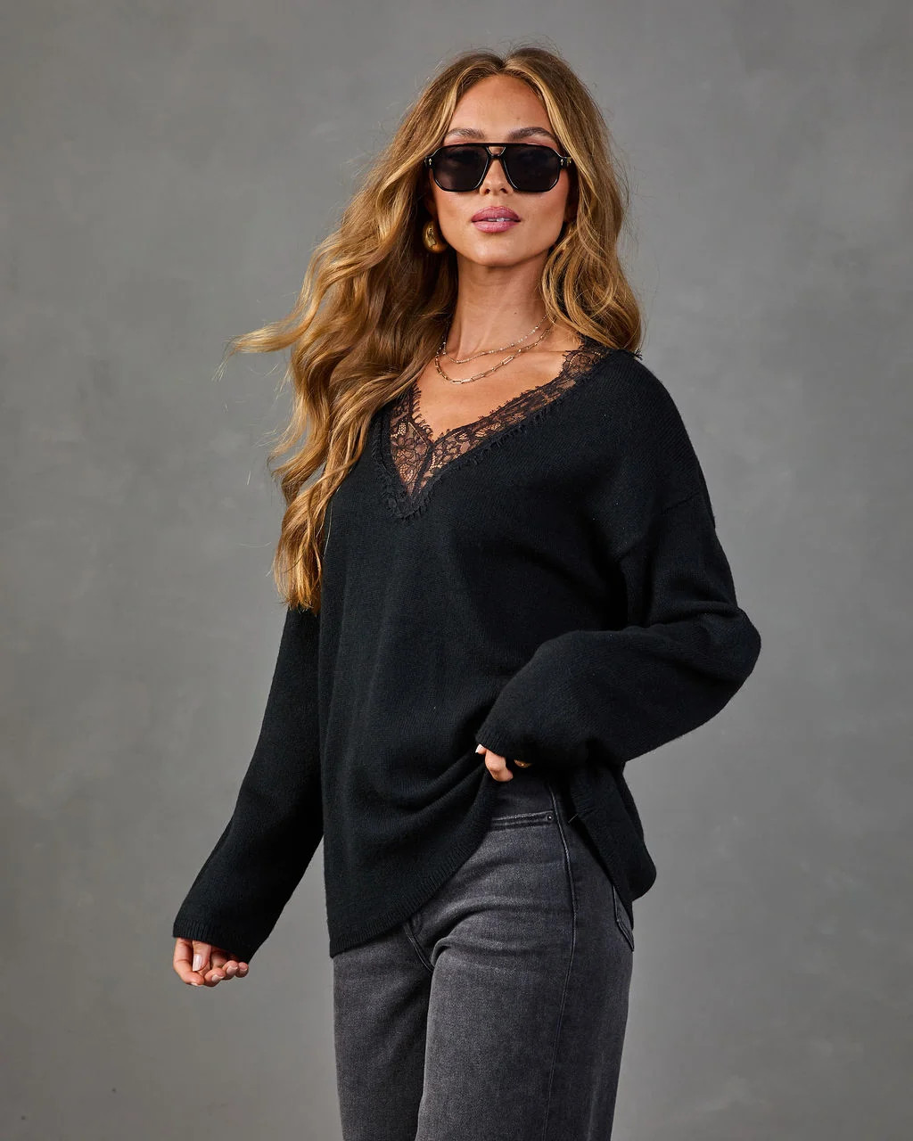 Courtyard Morning Knit Lace Trim Sweater | VICI