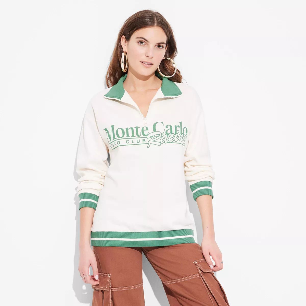 Women's Monte Carlo Racing Graphic Sweatshirt - Ivory M | Target