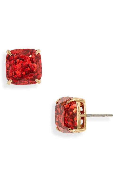 kate spade new york mini small square stud earrings in Red Glitter at Nordstrom | Nordstrom
