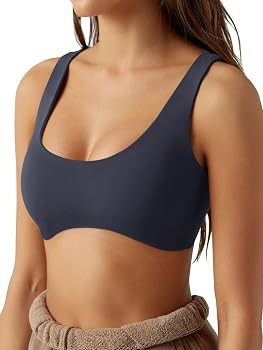 LASLULU Sexy Sports Bras for Women Scoop Neck Sleeveless Padded Bra Workout Yoga Crop Top | Amazon (US)