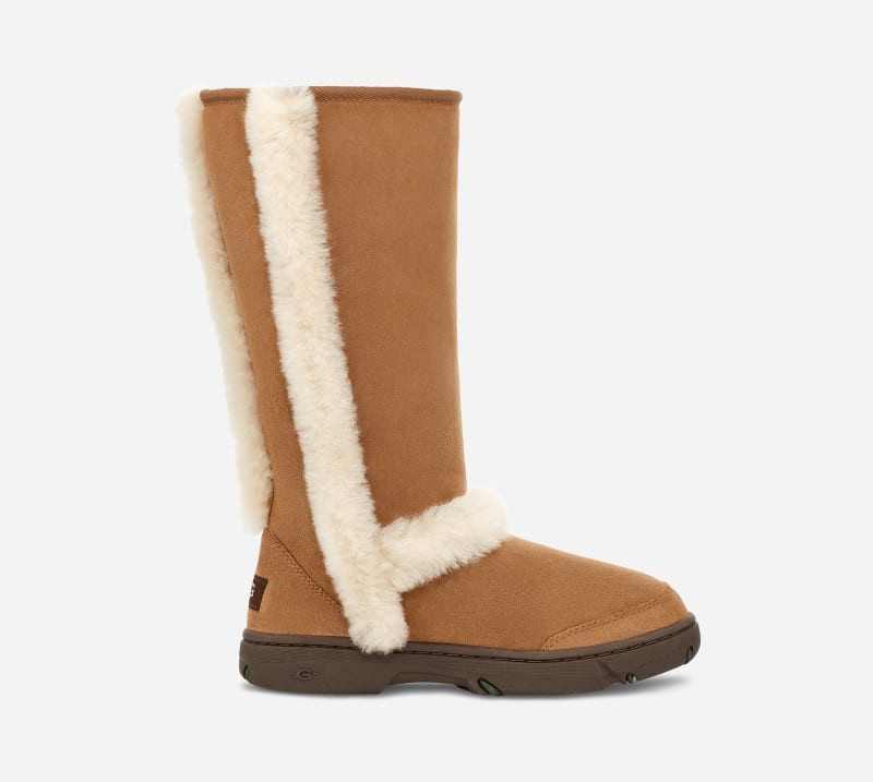UGG® Women's Sunburst Tall Warm Sheepskin Boots in Brown/, Size 5 | UGG (US)