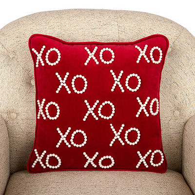 Velvet Pearl XOXO Pillow, Red, 16L x 16H , Cotton | Kirkland's Home | Kirklands