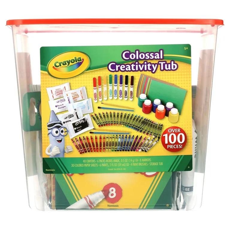 Crayola Creativity Tub, Art Set, 102 Pcs, Arts & Craft Supplies, Creative Toys, Screen Free Activ... | Walmart (US)