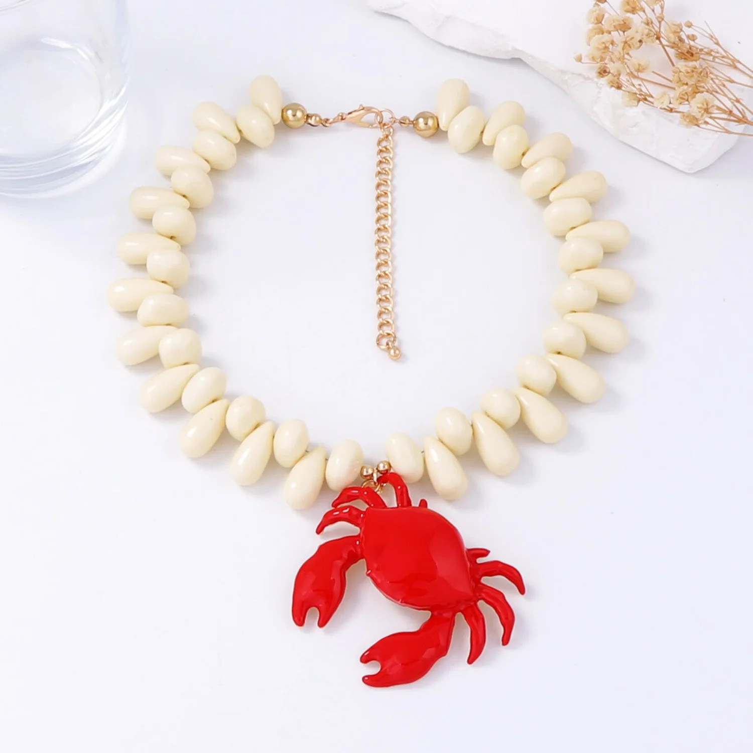 Crab Pendant Beaded Necklace Ocean Style Water Drop Charm Women Fashion Jewelry Sea Animal Access... | Walmart (US)