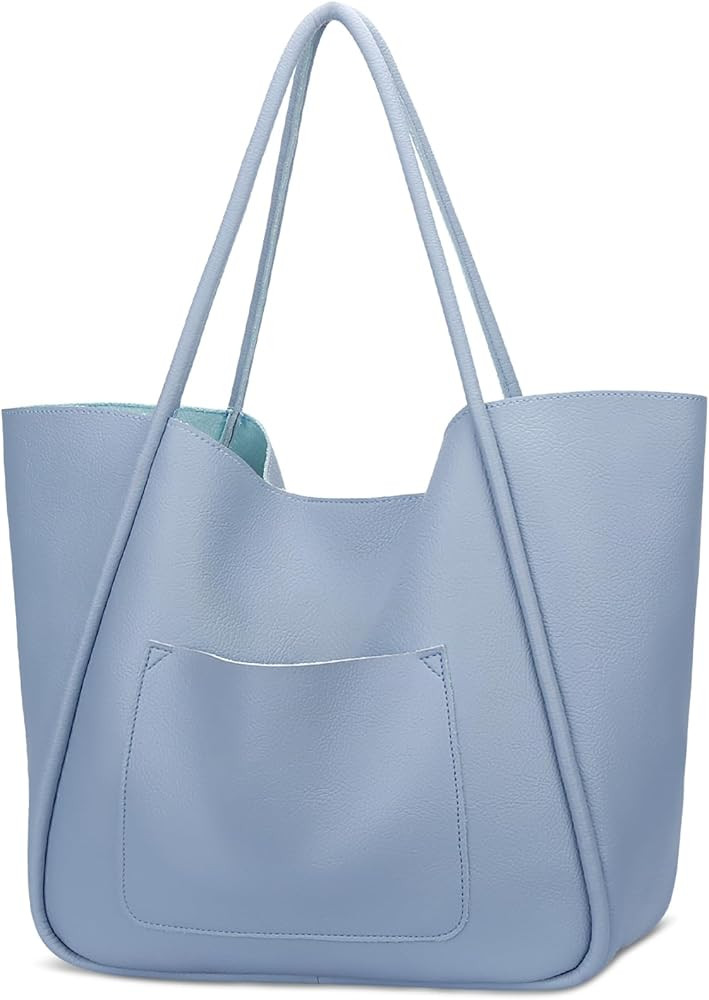 KKXIU Tote Bag for Women Vegan Leather Shoulder Purse Large Capacity Travel Bag | Amazon (US)