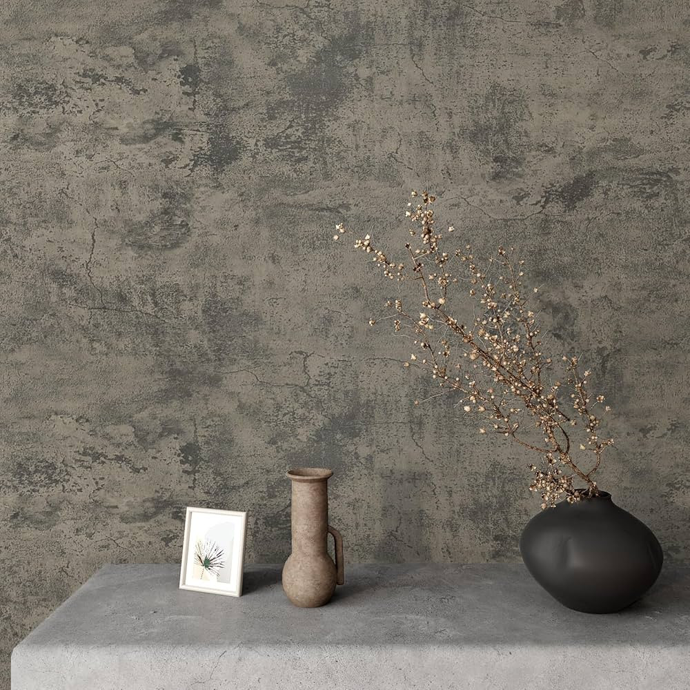 VaryPaper 15.7''x78.7'' Thick Weathered Concrete Wallpaper Peel and Stick Textured Cement Contact... | Amazon (US)