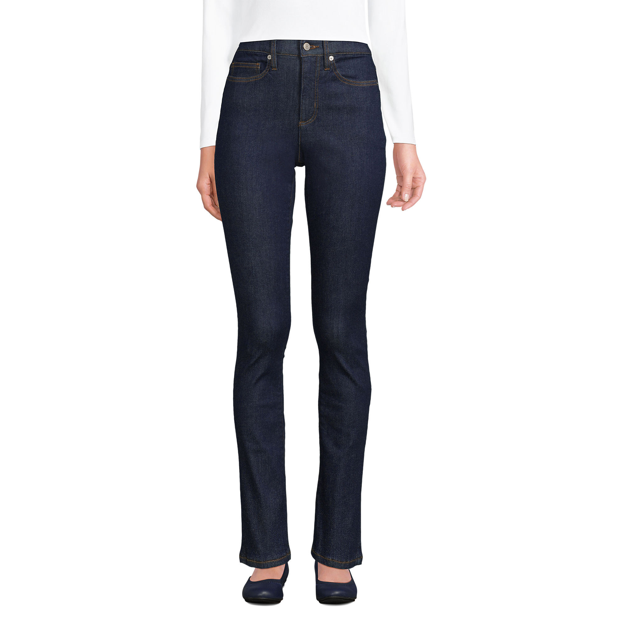 Women's Denim High Rise Slimming Slim Jeans | Lands' End (US)