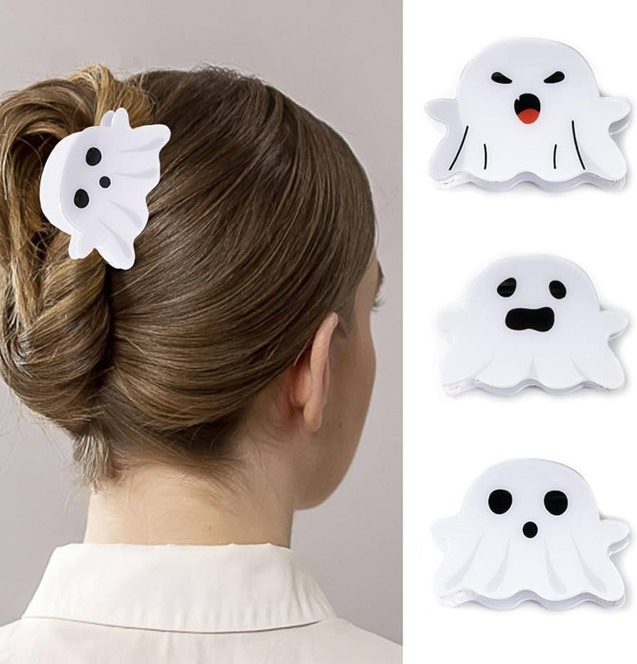 3 Pcs Hair Claw Clips white Ghost Face Cute Halloween Hair Styling Tool for Women Decorative supp... | Amazon (US)