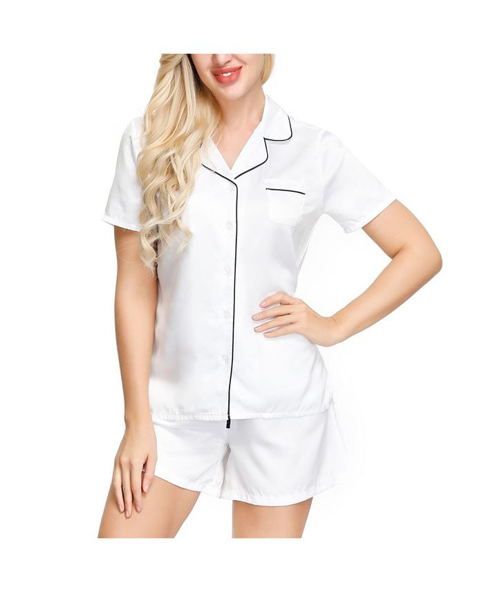 INK+IVY Women's Short Sleeve Notch Collar Pajama Top and Short Set & Reviews - All Pajamas, Robes... | Macys (US)