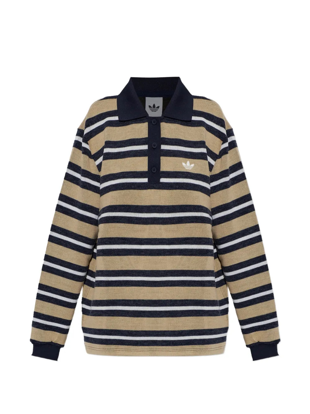 adidas striped long-sleeve polo shirt - Green | Farfetch Global