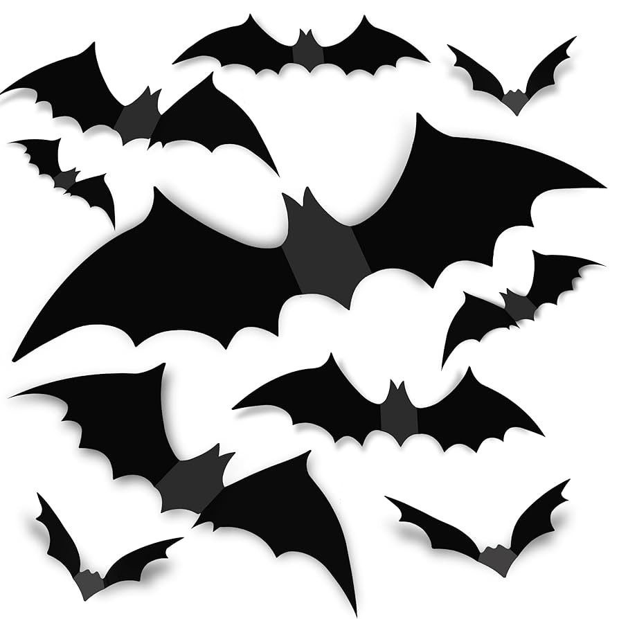 Bats Wall Decor 120PCS Halloween Decoration Bats Realistic PVC 3D Black Scary Bat Wall Stickers f... | Amazon (US)