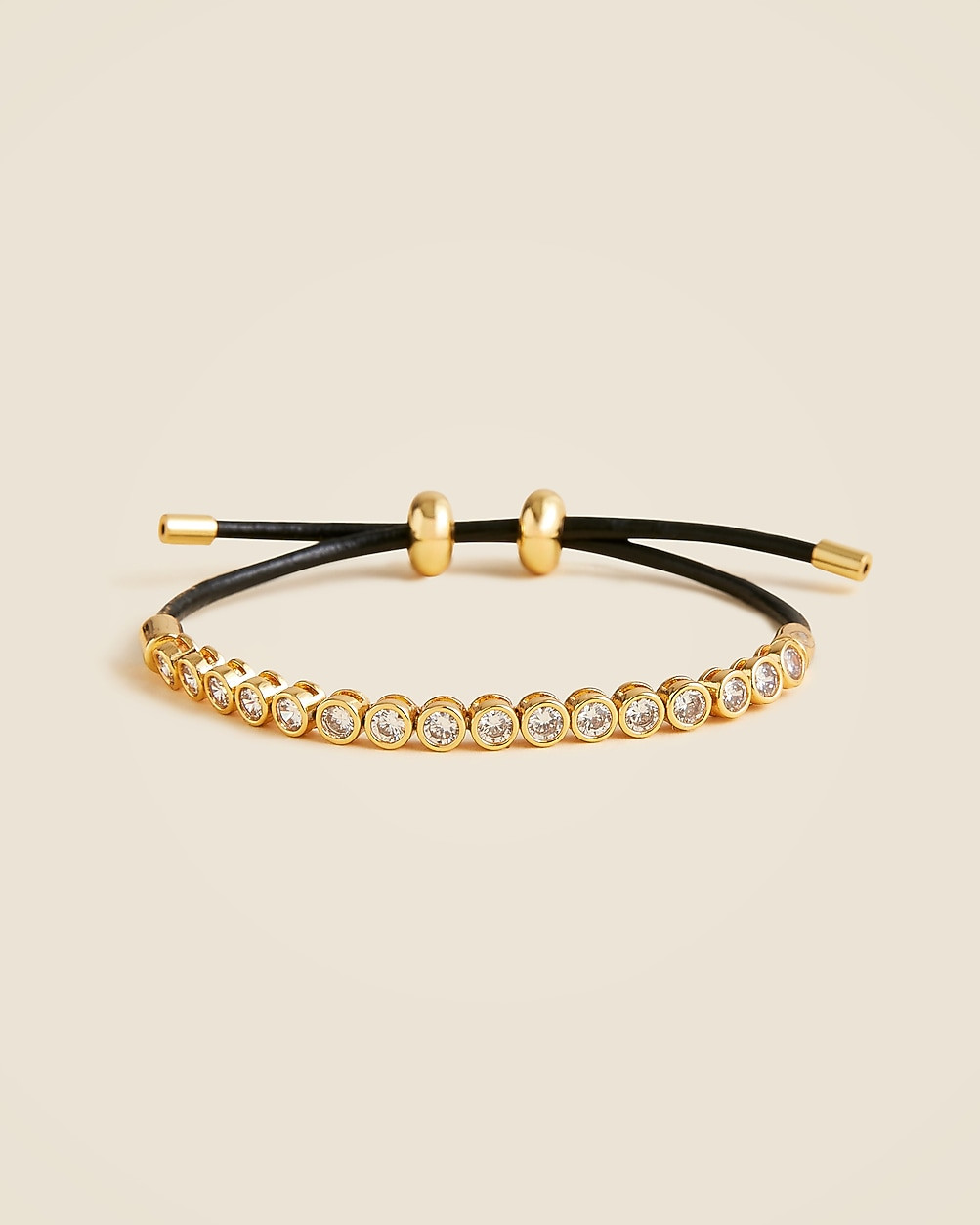 Leather and cubic zirconia bezel-set tennis bracelet | J. Crew US