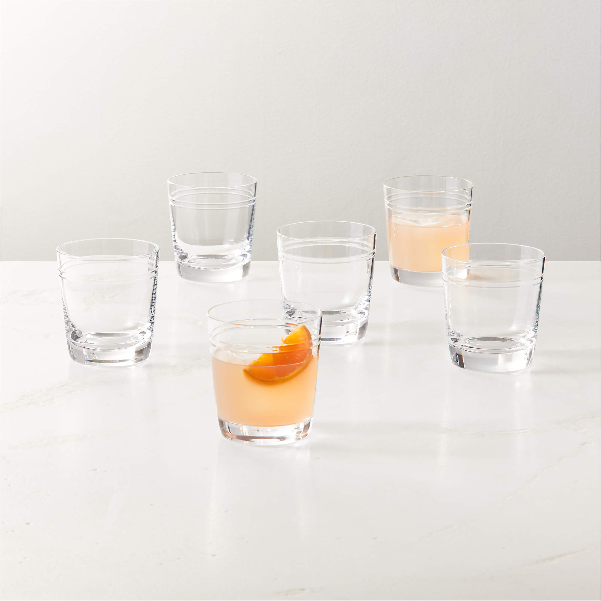 Noemie Etched Double Old-Fashioned Glass Set of 6 by goop + Reviews | CB2 | CB2