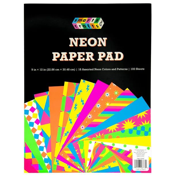 Smarts & Crafts Bright Neon Craft Paper Pad, 18 Designs, 102 Sheets | Walmart (US)