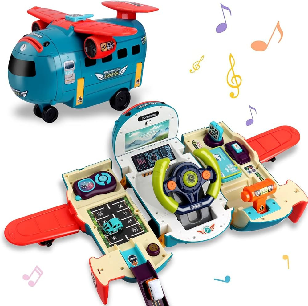 Dwi Dowellin Airplane Car Toy,Steering Wheel Toys for 3 4 5 6 Year Old Boys&Girls with Sound and ... | Amazon (US)