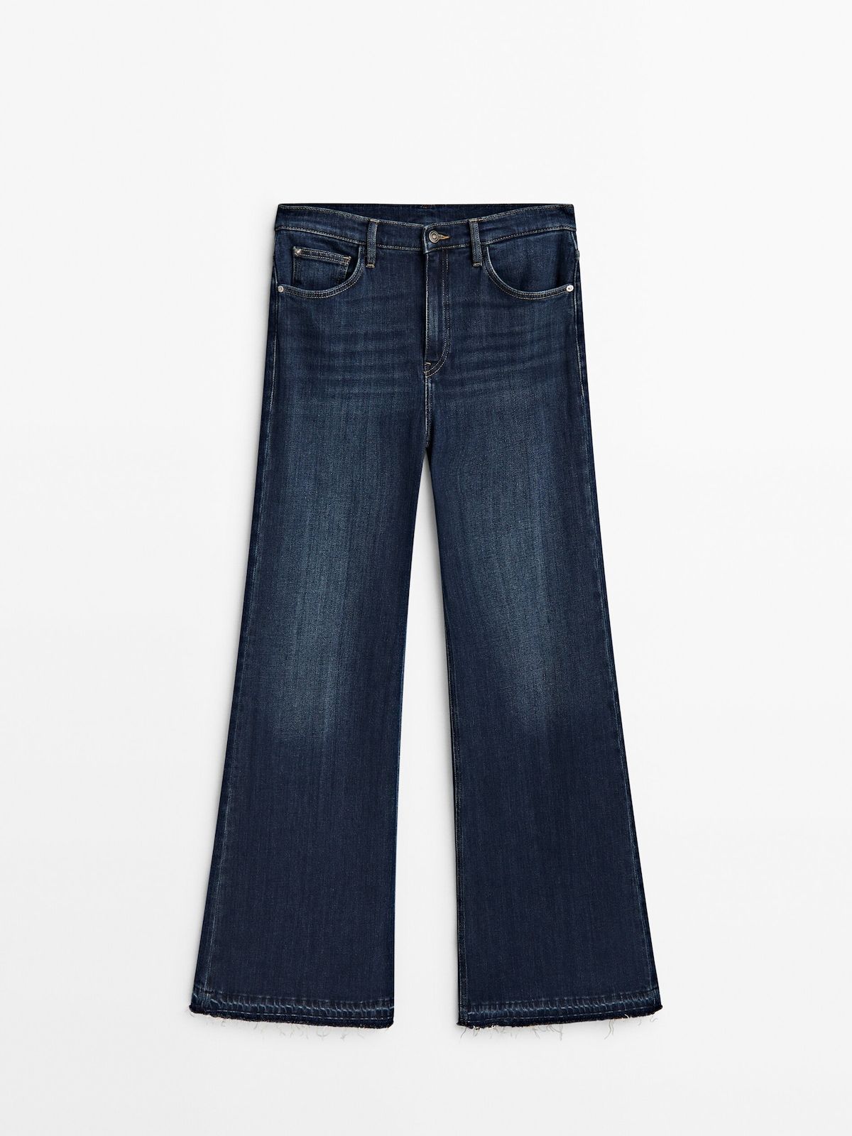 High-waist flared jeans with frayed hems | Massimo Dutti (US)
