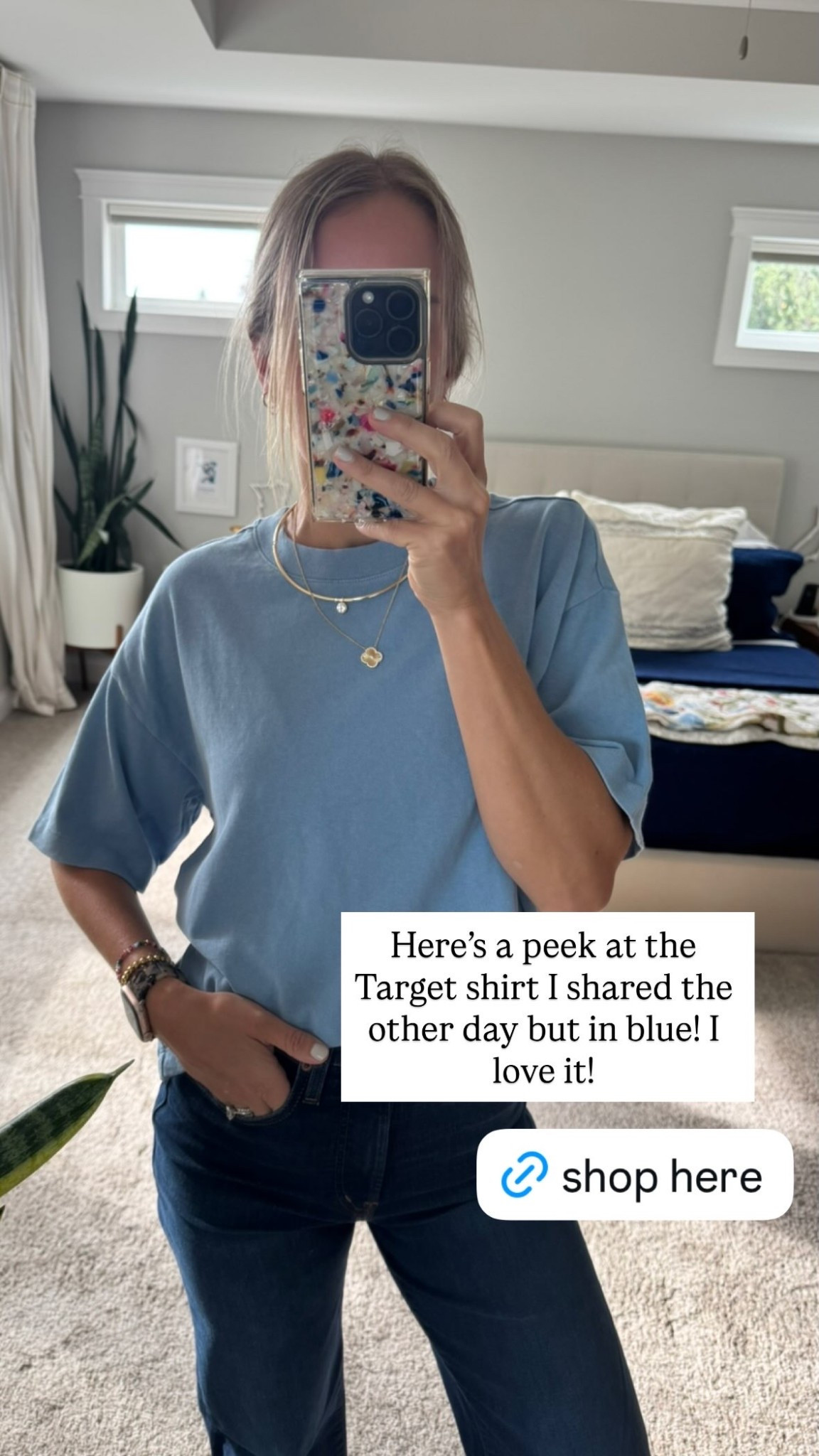 Here’s a peek at the Target shirt I shared the other day but in blue! I love it!